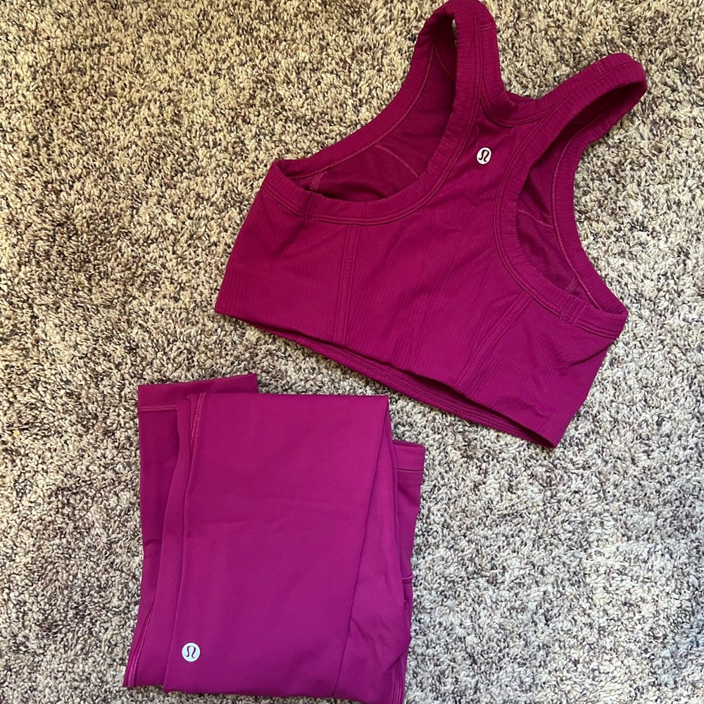 ❌SOLD❌ Lululemon activewear magenta purple set, leggings size 4, tank top size 6